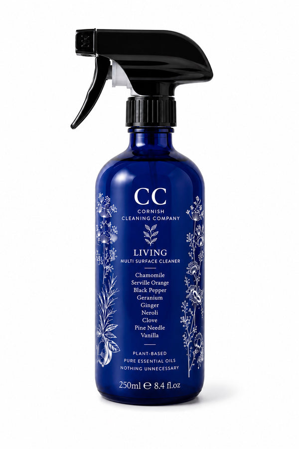 Living Multi Surface Cleaner 250ml blue glass bottle by The Cornish Cleaning Company