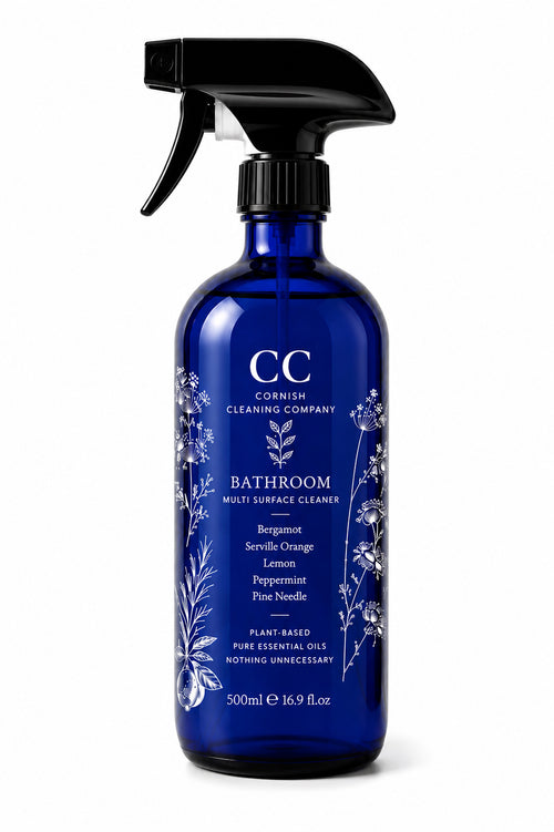 Bathroom Multi Surface Cleaner 500ml blue glass bottle by The Cornish Cleaning Company