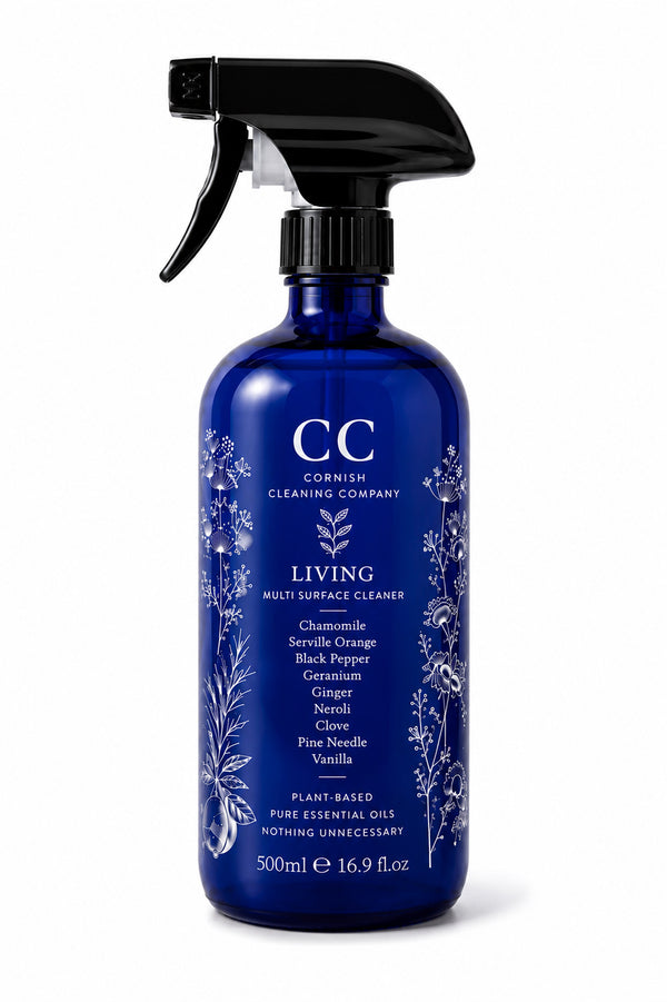 Living Multi Surface Cleaner 500ml blue glass bottle by The Cornish Cleaning Company