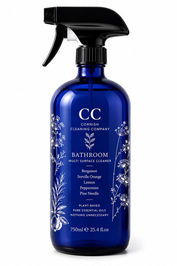 Bathroom Multi Surface Cleaner 750ml blue glass bottle by The Cornish Cleaning Company