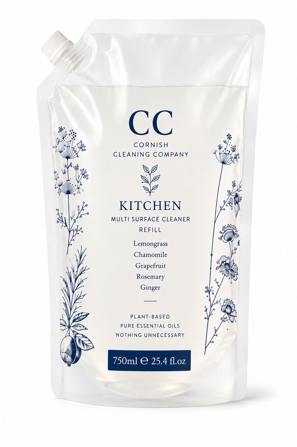Kitchen Multi Surface Cleaner Refill 750ml pouch by The Cornish Cleaning Company
