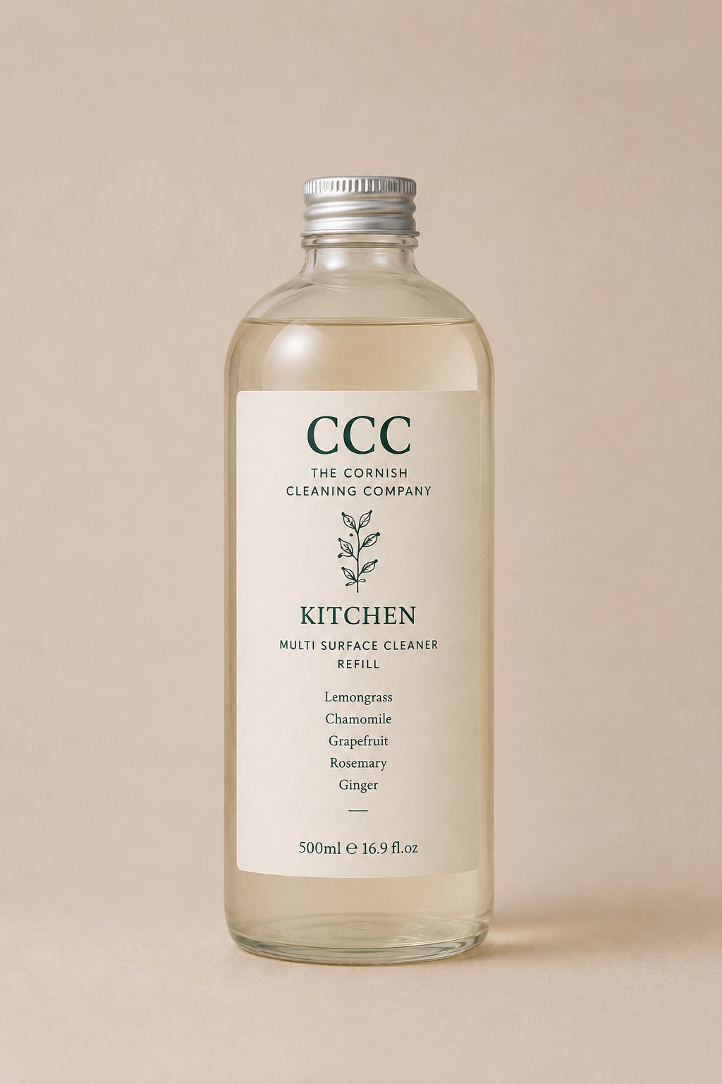 Kitchen Multi Surface Cleaner Refill 500ml — Lemongrass, Grapefruit & Rosemary — The Cornish Cleaning Company