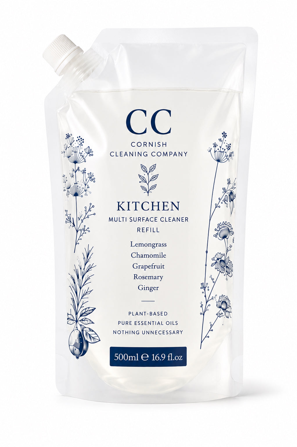Kitchen Multi Surface Cleaner Refill 500ml pouch by The Cornish Cleaning Company