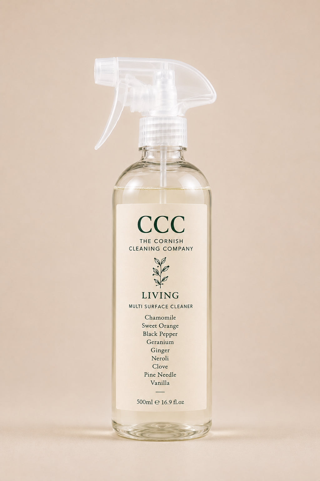 Living Room Multi Surface Cleaner 500ml — Chamomile, Sweet Orange, Black Pepper, Geranium & Vanilla — The Cornish Cleaning Company